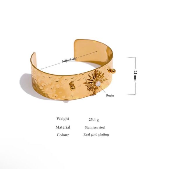 18K Gold Plated Celestial Cuff Bangle Bracelet - Picture 6 of 7